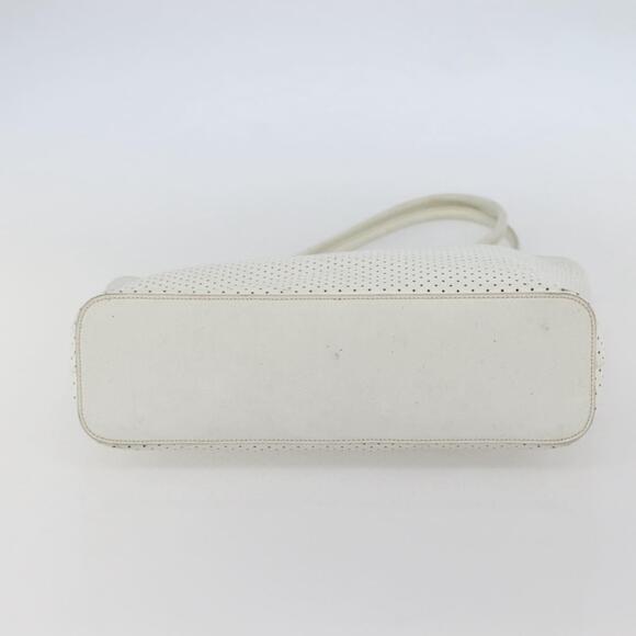 PRADA Tote Bag Punching Leather White Silver Auth ti3448